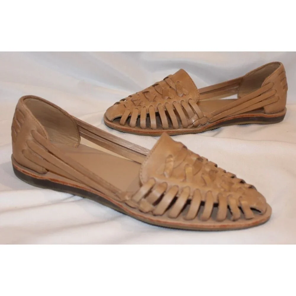 Nisolo Leather Sandal Huarache Women's Almond NWOB $138 - Picture 5 of 7